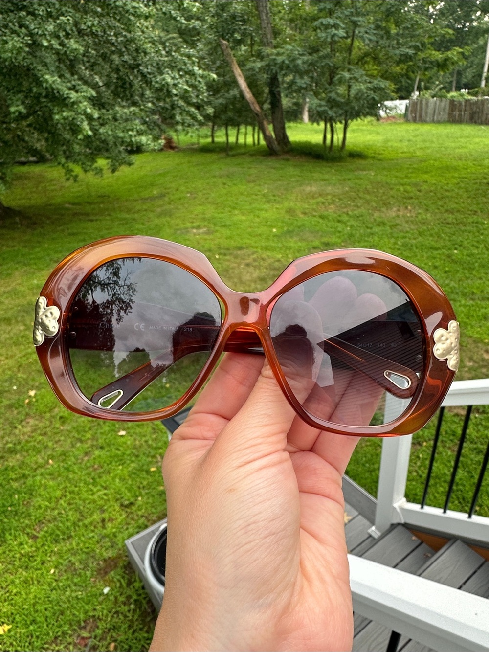 CHLOE Venus Tortoise CE743S Round Blue Lens Gradient Oversized Sunglasses